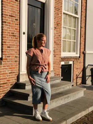 Nina - riemvest top rose