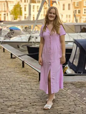 Linn - lange jurk roze