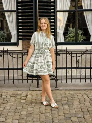 Dicthe - jurk wit/groen