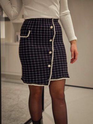 Sanne - zwart/witte rok met knopen