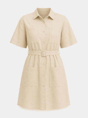 Fenna - beige jurk met zakken