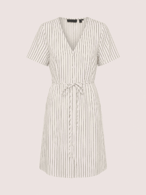 Mymilo - gestreepte jurk beige