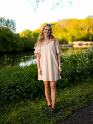 Valentina - groen/roze jurk