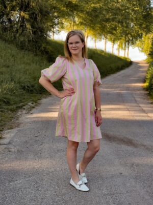 Valentina - groen/roze jurk