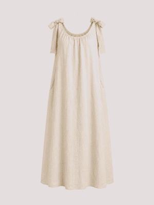 Emma - beige jurk met strikjes