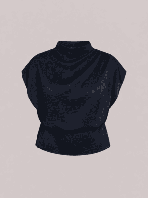 Loïs - satijnen top donkerblauw